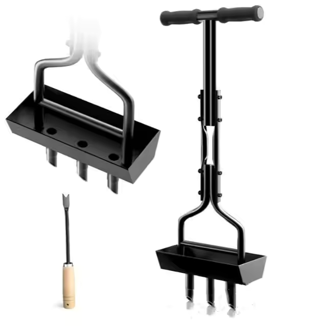 Aireador DD2986 – Césped perfecto, suelo aireado, con bandeja recolectora de zanahorias